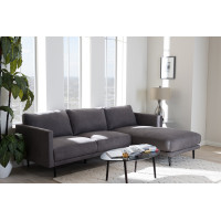 Baxton Studio U6049-Grey-RFC-SF Riley Retro Mid-Century Modern Grey Fabric Upholstered Right Facing Chaise Sectional Sofa